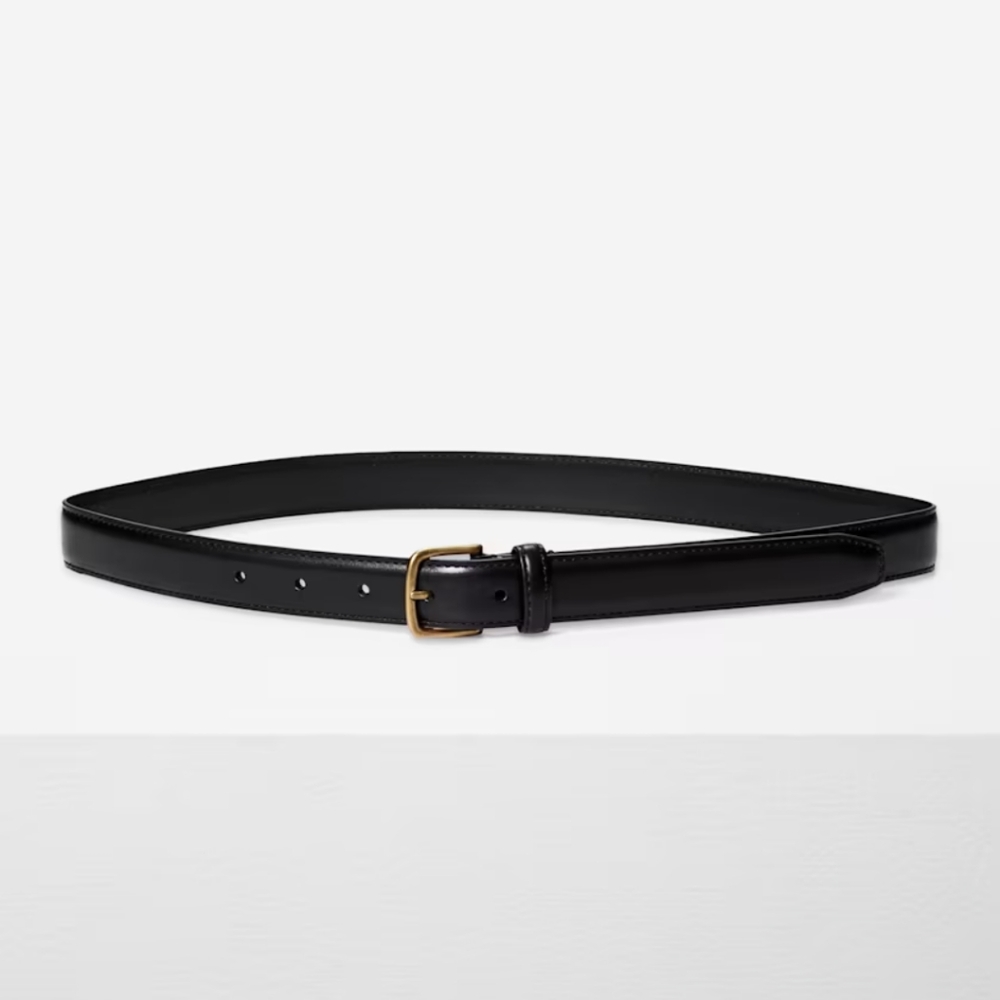 Essential Solid Brass Leather Belt